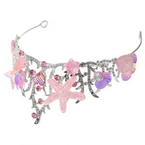 PENIKOKO Couronne Sir&egrave;ne Oc&eacute;anique Rose Strass et Coquillages, Serrage-T&ecirc;te Bandeau Costume Mer pour Femmes et Filles, Accessoire Cheveux F&ecirc;te Anniversaire et D&eacute;guisement (xinshengzhan, neuf)