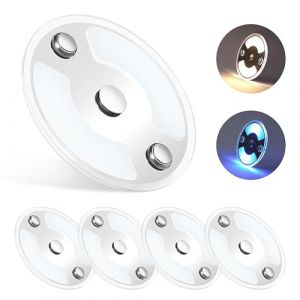 Obeaming 4 x Plafonnier 12V Camping-Car LED Dimmable 75mm 235LM 3000K Panneau &Eacute;clairage Int&eacute;rieur avec Interrupteur Tactile/Lumi&egrave;re Bleue pour Bateau Camion Van Voiture, Montage en Surface (Obeaming Official, neuf)
