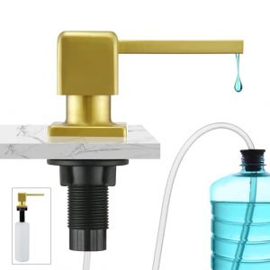 CREA Distributeur de Savon Encastrable, Distributeur Savon Liquide Encastrable avec Bouteille 500ML et Ensemble de rallonge de 1,0 m, Distributeur Savon Evier Cuisine Rotatif à 360°,Or (creafaucet, neuf)