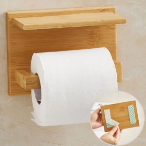 DEKAZIA® Porte Papier Toilette Bois Bambou Support Papier Toilette Porte Rouleau Papier Toilette Porte Papier Toilette Mural Distributeur Papier Toilette dérouleur Papier Toilette adhesif (Dekazia, neuf)