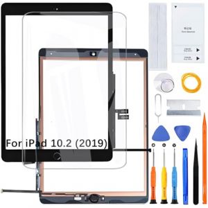 H&LYCYJ Écran tactile pour iPad 7ème (2019) 10,2" A2197 A2200 A2198 - Écran tactile numériseur en verre de rechange avec kit (noir avec bouton Home, pas LCD) (ForceSquareLine, neuf)