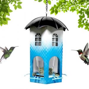 Mangeoires d'oiseaux en plein air, à l'épreuve des écureuils pour mangeoires - Fine d'oiseaux sauvages en métal étanche,Station d'alimentation résistante aux intempéries, facile à ricari (fengkuc, neuf)
