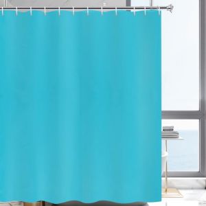 YISURE Rideau de Douche Bleu Aigue-Marine 200x240 Hauteur supplémentaire, Rideau de Douche en Tissu Polyester avec Poids Rideau de Douche Lavable à l'eau, Largeur 200 x Hauteur 240cm (JasmineHome, neuf)