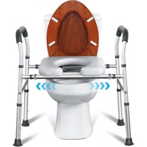 Hanured&reg; Rehausseur toilette adulte, Rehausseur wc adulte, Si&egrave;ge de toilette sur&eacute;lev&eacute; avec poign&eacute;es, R&eacute;glable en hauteur pour les personnes &acirc;g&eacute;es, Capacit&eacute; de 160 kg (Fei Ling, neuf)