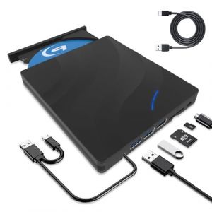 Lecteur Blu-ray Externe 7 en 1, Lecteur Blu Ray Externe Portable USB 3.0 Type-C BD Blu Ray Burner, Lecteur CD DVD 3D DVD BD Player Writer, Slim Optical Bluray Drive for Laptop Windows XP/7/8/10/11 (juanzi--SHOP, neuf)