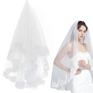 CULEO Voiles Femme, voile mariée Voile de mariée multicouche en dentelle et tulle, accessoires pour cheveux de mariage, voile en dentelle de 1,5 mètre pour femmes et filles (CARTW CONNECT TRADING LTD, neuf)