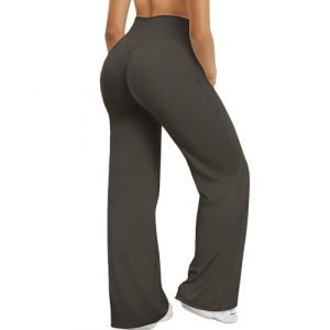 XDSP Pantalons Yoga Femme Taille Haute Pantalon Sport Stretch &Eacute;l&eacute;gant Large Pantalon D&eacute;contract&eacute;s Contr&ocirc;le Ventre Legging Droit Gym Jambe Large Pantalon Confortable de Pilates Jogging Danse Fitness (QianLinStr, neuf)