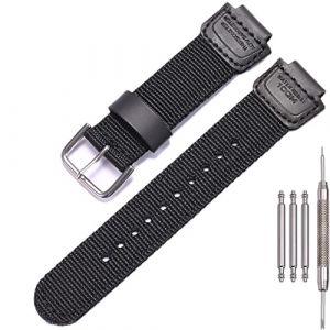 Bracelet de rechange 16 mm g compatible avec Casio DW5600E 6900 GA100 110 700 2100 AWG-M100 GW9400 Bracelet en cuir nylon, Medium (MCXGL, neuf)