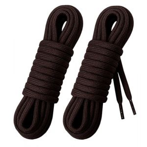 Laceter 2 Paires de Lacets Ronds Épais 4mm pour Bottes, Chaussures de Sécurité, Randonnée, Dr Martens, Travail, Outdoor - Robustes et Confortables - Fabriqués en Europe - Longueur 120 cm, Marron (Lace'ter, neuf)