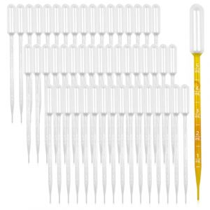 Pipette Plastique 5ml, 50 Pipettes Compte-gouttes Pipette Graduée Pipette Compte Goutte Pipette Enfant Pipettes Graduées 5ml Pipette de Transfert pour Laboratoire Huiles Essentielles Parfums (QK-Jing, neuf)