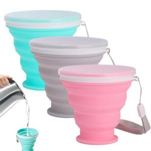 Ensemble de 3 Gobelet Pliable, Verre Pliable, 200ml Tasse Pliable, Verre de Voyage Pliable, Gobelet Rétractable, Peuvent être Utilisés pour les Voyages, le Fitness et plus Encore (Binherd OU, neuf)