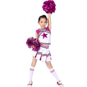 LOLANTA Costumes de pom-pom girl pour filles avec pompons et chaussettes, déguisement d'Halloween pour enfants, tenue de pom-pom girl, Rose, 12-13 ans, 170 (LOLANTA, neuf)
