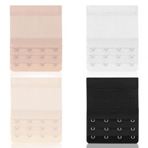 4 extenseurs de soutien-gorge, 4 crochets, 3 rangées, élastiques, réglables, souples, extenseurs de soutien-gorge, bande élastique de soutien-gorge, pour femme grande taille (blanc, noir, cuir), noir (Aaolu, neuf)