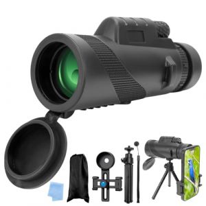 Monoculaire 12x50 HD Telescope Monoculaire, Monoculaires à Zoom avec Support de Téléphone et Trépied, Telescope Portable étanche pour l'observation des Oiseaux, Les Voyages, la Chasse, Les Concerts (QGGTQG, neuf)