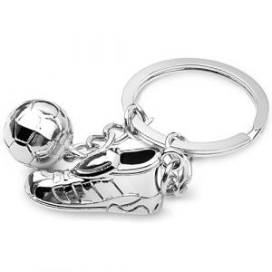Porte-Clés de Football，Porte Clef Foot,Porte-clés Chaussure & ballon de foot Mini Football Porte-Clés de Faveur Cadeau d’Équipe de Ballons Porte Clef Personnalisé en Métal Argent (romtion, neuf)