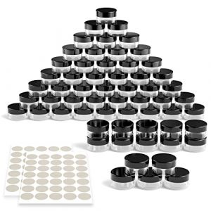 Newaner 60 Pièces Pots Cosmétiques Vide en Plastique, 10g10ml Mini pot transparent avec bouchon à vis, cannette vide avec autocollants, Idéal pour maquillage, crèmes, lotions, mini bougies(le noir) (SANTAMBROGIO GIORGIO, neuf)