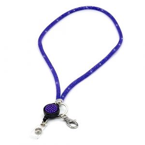 Cordons Tour de Cou Lanière Rétractable strass scintillants avec clip en métal pivotant Carte d'Identité Lanyard Enrouleur Jojo Collier en Bling Cristal pour badge d'identité pour Porte Badge Violet (CKB_LTD, neuf)