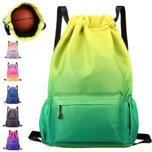 AUNGCSHE Sac &agrave; Dos de Sport Imperm&eacute;able, Sac &agrave; Dos Cordon Grand, 33 * 16 * 49 cm Sac de Sport, Homme Femme Sac a Dos pour Shopping Yoga Sport Voyage (Vert) (Perfect168, neuf)