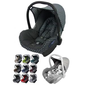 Housse de rechange pour nacelle bébé compatible avec Maxi-Cosi CabrioFix - Ensemble complet de 6 pièces avec coussinets de ceinture, pare-soleil et appui-tête (étoiles gris foncé) (BambiniWelt, neuf)