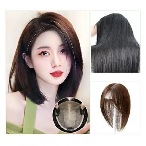 Perruque Avec Frange Pièce de perruque dames Fluffy Head Top vrais cheveux blanc cheveux Patch pièce frange vrais cheveux perruque pièce Perruque Femme Cheveux Humains(04 - (12x13) 25CM dark brown) (yingyingyy, neuf)