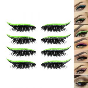 Lazy Eye Shadow Eyelash Patch, Eyeshadow Eyelashes Makeup Stickers, 2-in-1 Reusable Eye Makeup Stickers with False Lashes & Shadow, Natural Curl, Waterproof for All Eye Shapes (Fluorescent) (PINGZHIGOU, neuf)