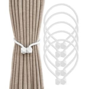 HUVZOR 5 Paquets Embrasses &agrave; Rideaux, d'embrasses de Rideaux magn&eacute;tiques, Attaches de Rideau, Boucles pour Rideaux, pour la Maison Bureau Restaurant D&eacute;coration, Embrasse pour Rideaux(Blanc) (Volumetech OU, neuf)