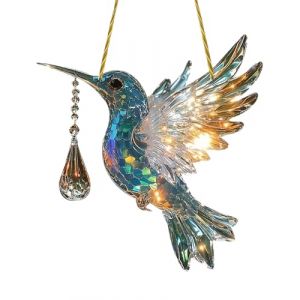 HUVZOR 1 pièce Suspension Suncatcher de Colibri, Coloré Attrape lumière en Acrylique, Décor de Suspension Oiseaux Décoration Murale, pour Chambre, Salon, Balcon, Décoration Jardin(Oiseau) (Volumetech OU, neuf)