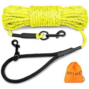 Joytale Longe pour Chien 15m, Réfléchissant Long Laisse Chien avec 2 Mousquetons, Longue Corde Chien pour Petits Chiens et Chiots, Jaune Fluo (Joytale Pet, neuf)