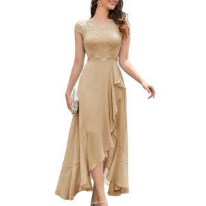 Bboninedress Robe Longue Femme Asym&eacute;trique de Soir&eacute;e Cocktail Demoiselle d'honneur Mariage Invit&eacute; Bal de Promo Anniversaire C&eacute;r&eacute;monie Champagne 2XL (Bbonlinedress, neuf)