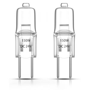 Klarlight G6.35 Ampoules Halogènes 150W Dimmable Blanc Chaud 3000K, GY6.35 Lampes à Capsule Halogène 2-Pin DC 24V pour Lustres, Ampoules pour Projecteur de Diapositives, Lumières de Voiture (Lot de 2) (HOMEEBLISS, neuf)
