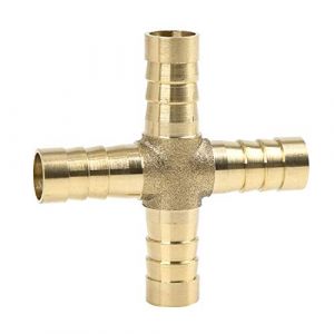 sourcing map Raccord Laiton 10mm Raccord Tuyau Cannelé Connecteur Croix 4 Voies Air Eau Huile (Weisser Berg, neuf)