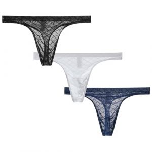 TNNRAO Hommes Strings Culottes Ultra-Mince Maille Transparent String Thongs Sexy Doux Respirant Mince Poche Hommes Culotte String Tanga (lclvld, neuf)