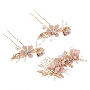HONITANO Lot De 3 Coiffes De Mariée En Strass Accessoires De Coiffure Pour Mariage Pince À Cheveux Peigne À Cheveux Coiffe De Mariage Coiffe De Mariage Coiffe De Mariage Rose Métal (LUWELI, neuf)