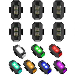 Lumi&egrave;re stroboscopique LED pour drone,lumi&egrave;res vol drone 7 couleurs,lumi&egrave;re anti-collision,pour le vol de nuit des drones,convient &agrave; DJI Mini 4 Pro,Avata 2,Mini 4k,Air 3,Mavic 3 et.(6 packs) (Minsezhi, neuf)