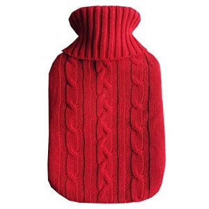 TRIXES Housse de bouillotte tricotée rouge – Cadeaux pour hommes, femmes et enfants – Coussin anti-douleur et chauffe-eau – Convient uniquement aux housses de bouteilles de 2 litres (sac non inclus) (Digiflex FR, neuf)