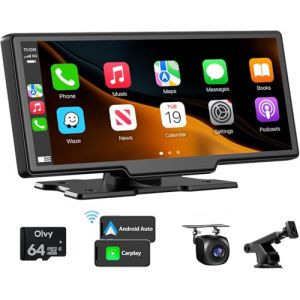 Olvy CarPlay Display – Boîtier Android Auto & CarPlay Sans Fil, Écran CarPlay Sans Fil 10.26 Pouces, Système Multimédia Automobile, Smart CarPlay Pro, Moniteur CarPlay, Écran Android Auto Avec Caméra (Olvy, neuf)