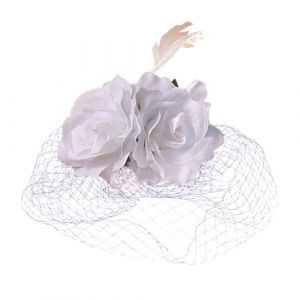 Chapeau bibi rétro élégant à fleurs pour femme - Chapeau bibi vintage pour cocktail - Blanc - Taille unique (ZJens, neuf)