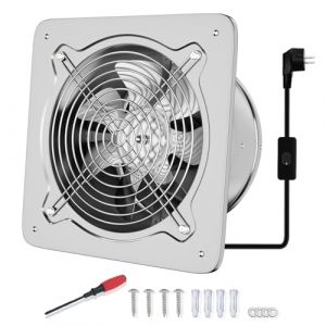 FanGoFast Ventilateur Extracteur d'air 250mm Silencieux 525 m&sup3;/h avec Clapet Anti-Retour Puissant en M&eacute;tal avec Prise Europ&eacute;enne pour Cuisine Salle de Bain Garage (Argent&eacute;, 250mm) (HVAC paopao, neuf)
