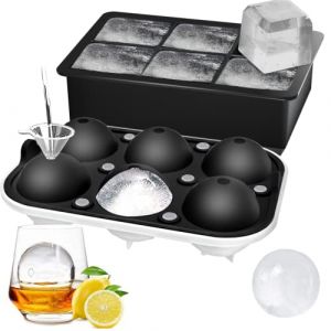 ROTTAY Lot de 2 bacs &agrave; gla&ccedil;ons sph&eacute;riques avec couvercle et grande machine &agrave; gla&ccedil;ons carr&eacute;s pour whisky, cocktails et faits maison pour garder les boissons fra&icirc;ches Noir (FINIBO, neuf)