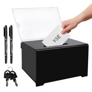 BYZESTY Bo&icirc;te &agrave; Donation en Acrylique, Urne Billets, Boite a Suggestions, Boite Transparente pour Commenter, Urne De Vote, Urne Election, Urne Tirage Au Sort, Carte De Visite (15,5 x 10,8 x 9,6 cm) (Astronomy Sp. z o.o., neuf)