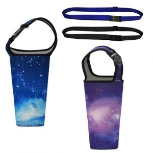 XINGSUILot de 2 Sac à Bouteille en Néoprène, Tumbler 30oz Sac de Transport avec bandoulière poignée, Réutilisables Sac Porte Bouteille, pour Voyage Randonnée Camping(Ciel Violet, Ciel Bleu) (XINGSUI, neuf)