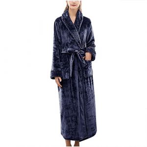 NSICBMNO Robes de chambre longues pour femmes UK Peignoirs moelleux Peignoirs de bain en polaire Pyjamas d'hiver Robe de chambre de luxe en velours pour dames Cardigans &eacute;pais Robe en peluche avec (NSICBMNO - IUsure, neuf)