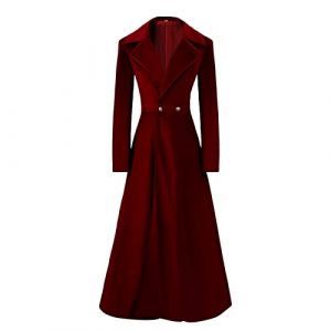 Manteau gothique en velours &agrave; manches longues pour femme - Style vintage - Cardigan long - Steampunk - Automne et hiver, rouge, XXL (hongyingyunshangmao, neuf)
