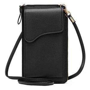 Wangjiangda Petit Sac Bandouli&egrave;re en PU Cuir Femme Mini Portefeuille Mode Chic Sac &agrave; Main Cha&icirc;ne Pochette T&eacute;l&eacute;phone Portable (Noir) (Axuanm, neuf)