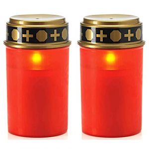 Lampe &agrave; Bougie Solaire LED Lampe Sacrificielle De Cimeti&egrave;re,Capteur Intelligent Activ&eacute; Et D&eacute;sactiv&eacute;,lampe Ext&eacute;rieure Anti-pluie Pour Pri&egrave;re, Activit&eacute;s Religieuses,d&eacute;coration Festival (A,2Pcs) (Shunfaji Store, neuf)