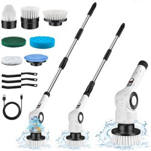 Brosse Rotative Nettoyage + 3 Brosse Joint Carrelage Electrique Salle de Bain Menage Balai Vaisselle Sol Monobrosse Douche Fugaclean avec 7 Têtes de Brosse 3 Vitesses Power Scrubber Electric Spin LED (hai nan hui jun ke ji you xian gong si, neuf)