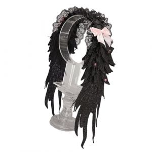 Uqezagpa Serre-t&ecirc;te punk avec dentelle punk et n&oelig;ud papillon ailes d'ange r&eacute;glable pour femme fille costume accessoire d'&eacute;v&eacute;nement jeu de r&ocirc;le ailes d'ange (Gaijiyja, neuf)