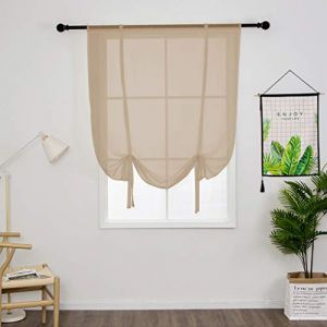 SIMPVALE 1 Pi&egrave;ce Store Romain Translucide Tulle Rideaux Voilages Vertical Poche de Tige pour Chambre Cuisine Salon, Marron Clair, Largeur 60cm x Hauteur 120cm (Gazelle E-Commerce, neuf)