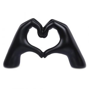 Kityemo Sculpture Noire Cœur-Mains en Résine – Déco Contemporaine pour Meuble TV, Ornement Minimaliste de Table, Art Murin Moderne (Noir, S) (Kityemo, neuf)