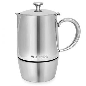 VeoHome Cafetière Italienne inox 6 Tasses 300 ML – Cafetière Moka Induction, Gaz, Céramique Style Expresso – Incassable, Sûre et Lavable au Lave-Vaisselle… (VEO-Tech, neuf)